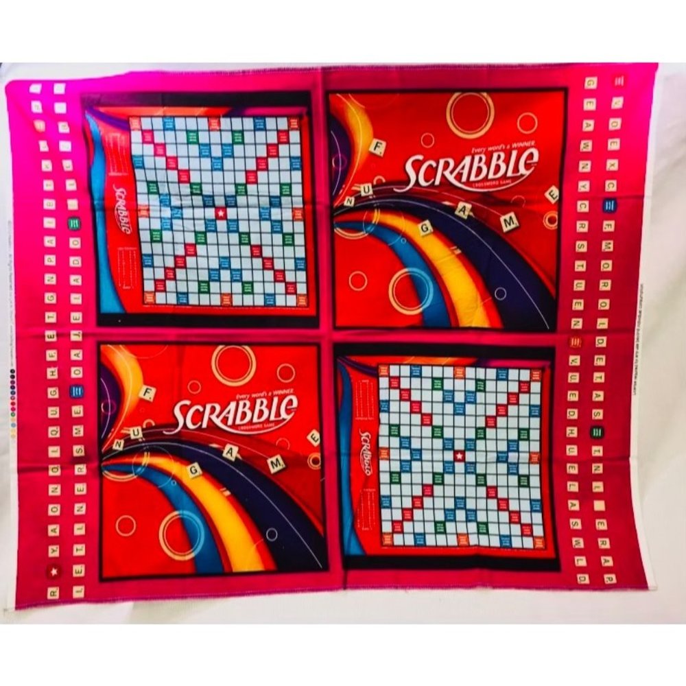 Hasbro Scrabble Quilting Treasure Board Game Panel Retro Game Night Cotton Quilt